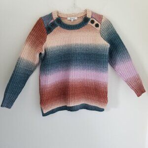 Madewell Space Dyed Size XS Button Shoulder Pullover Chunky Knit Sweater Ribbed